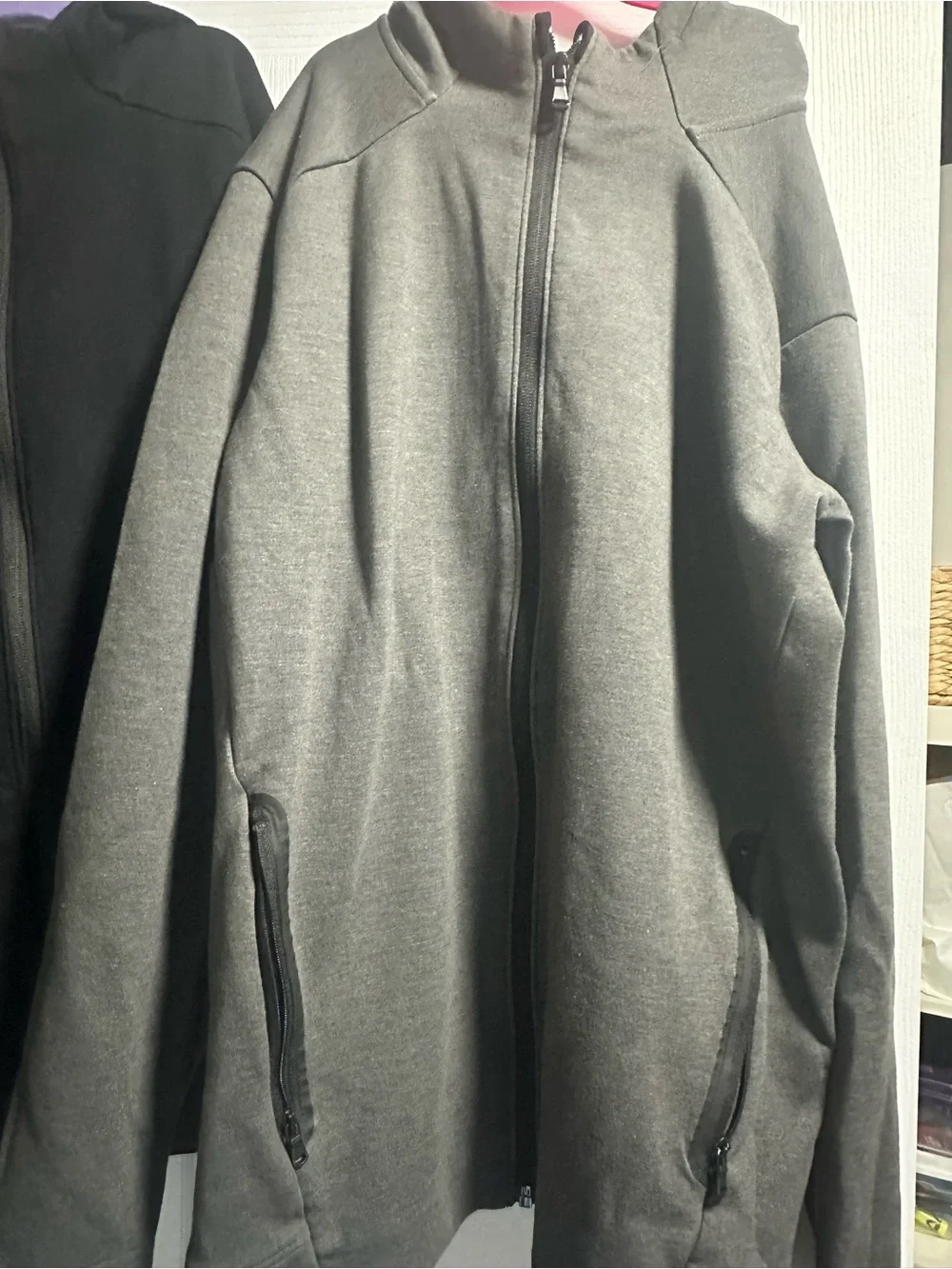 Old Navy Active Black and Grey Full-Zip Fleece Hoodies